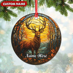 Blisscorners Personalized Deer Ornament, Custom Name Christmas Decoration, Rustic Woodland Animal Ornament for Holiday Tree LM0411