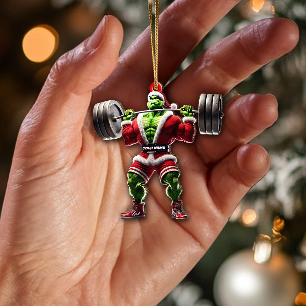 Blisscorners Custom Name Grinch Gym Ornament, Gymnastics Christmas Gift2D Flat LM2111