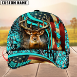 Blisscorners USA Flag Deer Hunting Camouflage Pattern Multicolor Personalized Name 3D Cap