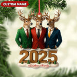 Blisscorners Personalized Brothers Forever 2025 Christmas Ornament, Custom Name Deer Trio in Suits, Funny Family Brother Gift Decor