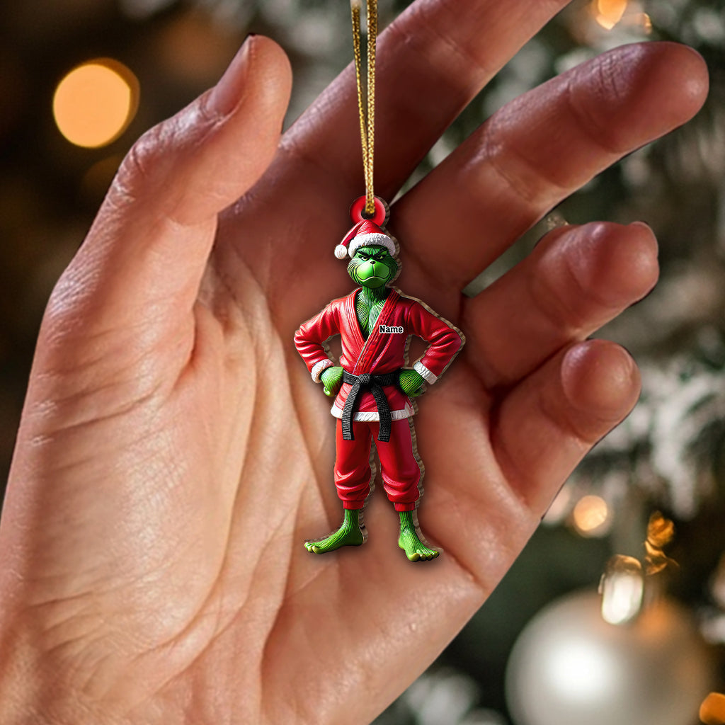 Blisscorners Custom Name Grinch Karate Ornament, Grinch Karate Christmas Gift2D Flat LM2111