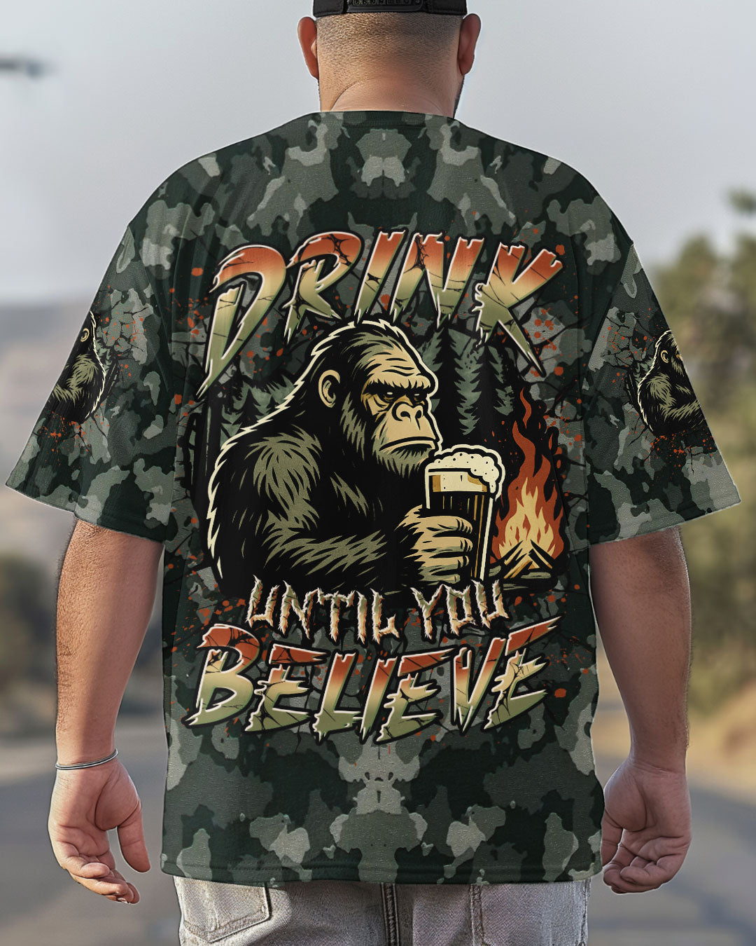BLISSCORNERS DRINK UNTIL YOU BELIEVE BIGFOOT ALL OVER PRINT