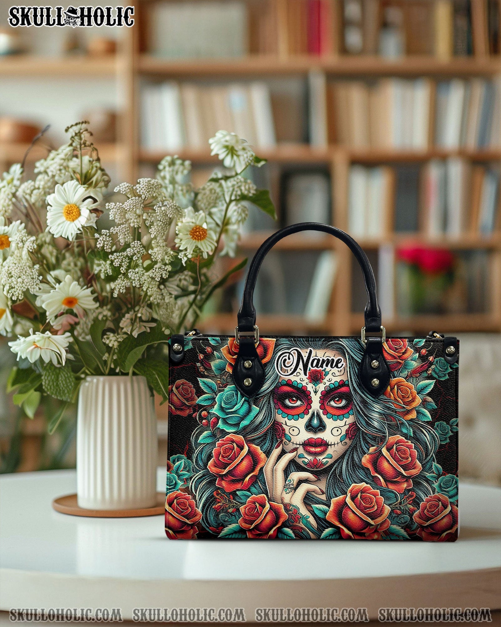 BLISSCORNERS SUGAR SKULL LEATHER HANDBAG
