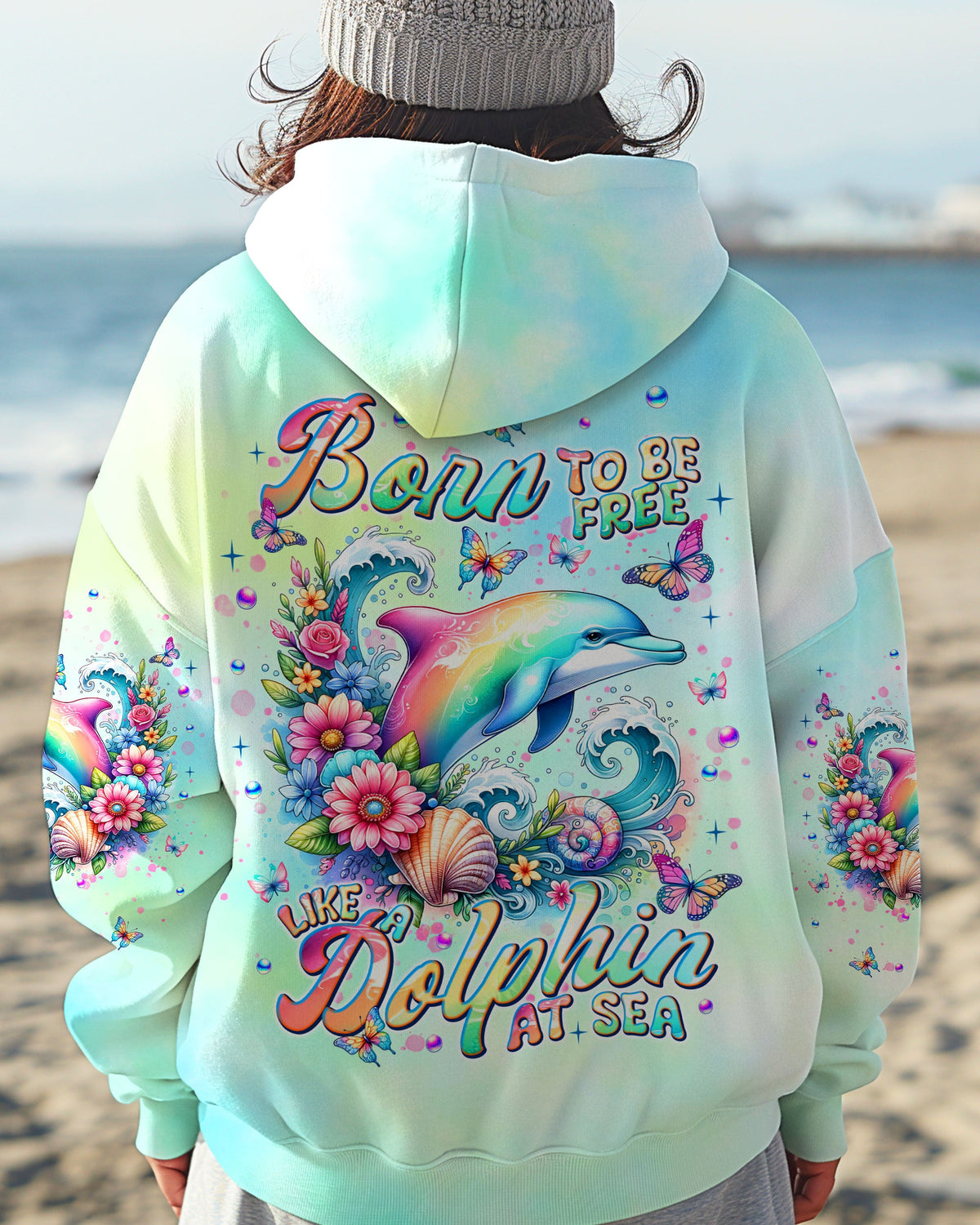 BLISSCORNERS BORN TO BE FREE LIKE A DOLPHIN AT SEA ALL OVER PRINT