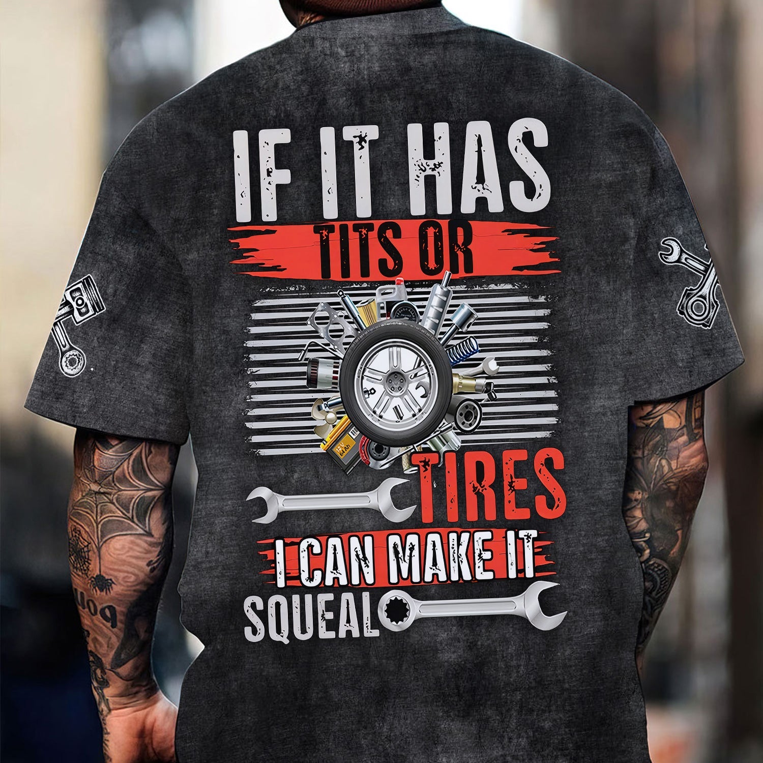 Blisscorners Funny Mechanic T Shirt If It Has Tires I Can Make It Squeal Auto Repair Garage Workwear Tee Car Repair Shirt Gift For Men Dad Husband