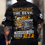 Blisscorners Beer & Mechanic Shirt, The Devil Whispered to Me, I Whispered Back Bring Beer Shirt, Funny Gift for Auto Repair Fans, For Car Lovers