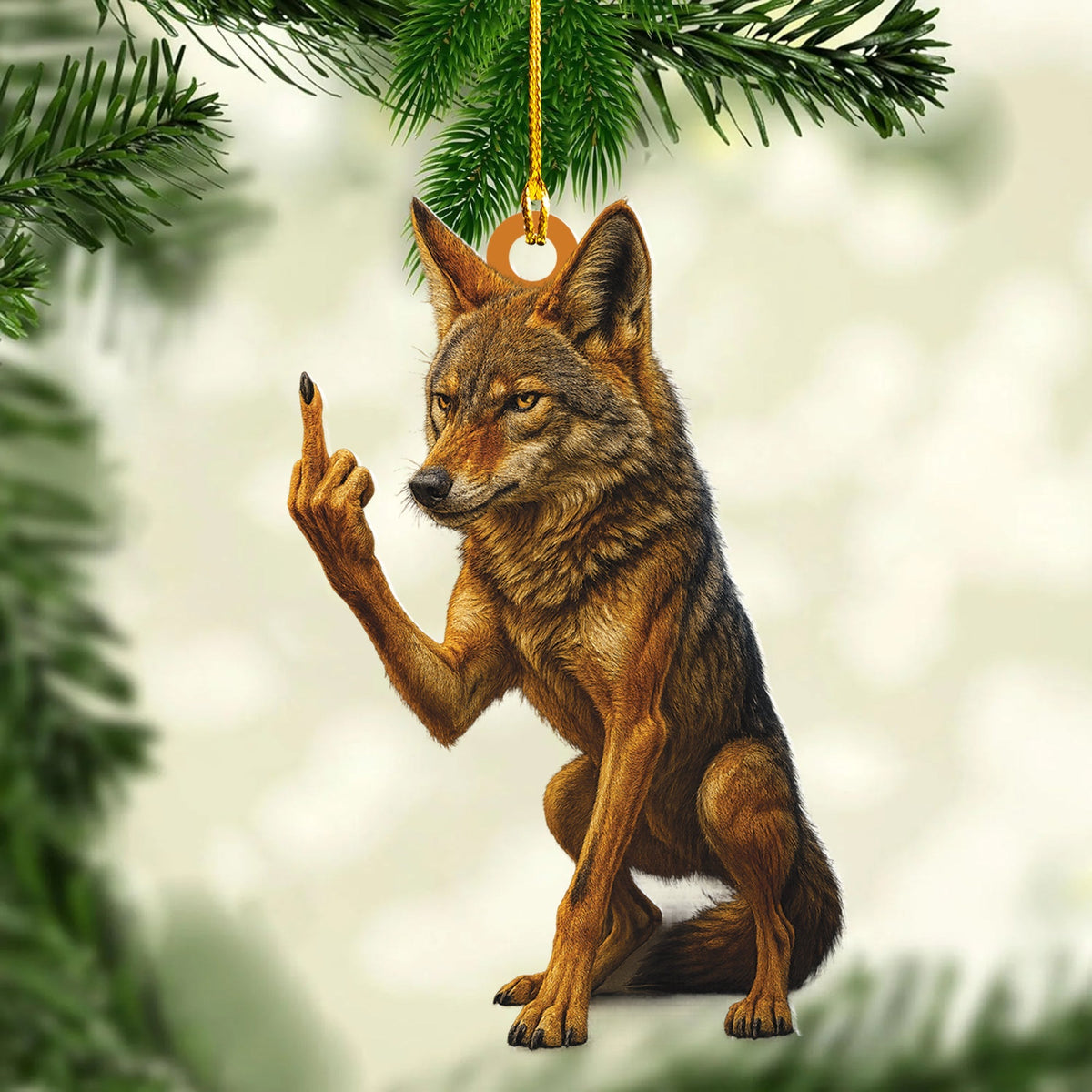 Blisscorners Personalized Funny Coyote Fukin' Finger Hunting Acrylic Christmas Ornament - Custom Gift for Hunters LM0411