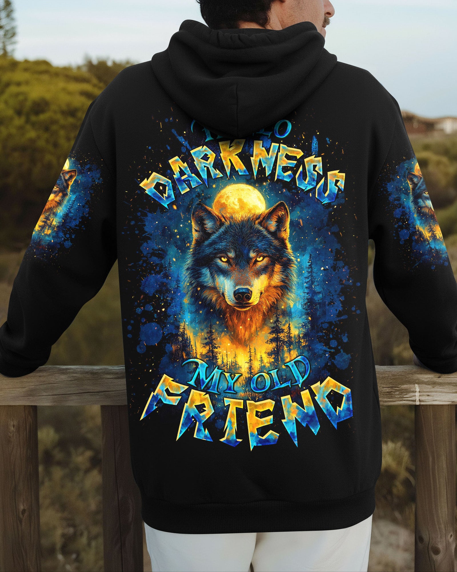 BLISSCORNERS HELLO DARKNESS MY OLD FRIEND WOLF ALL OVER PRINT