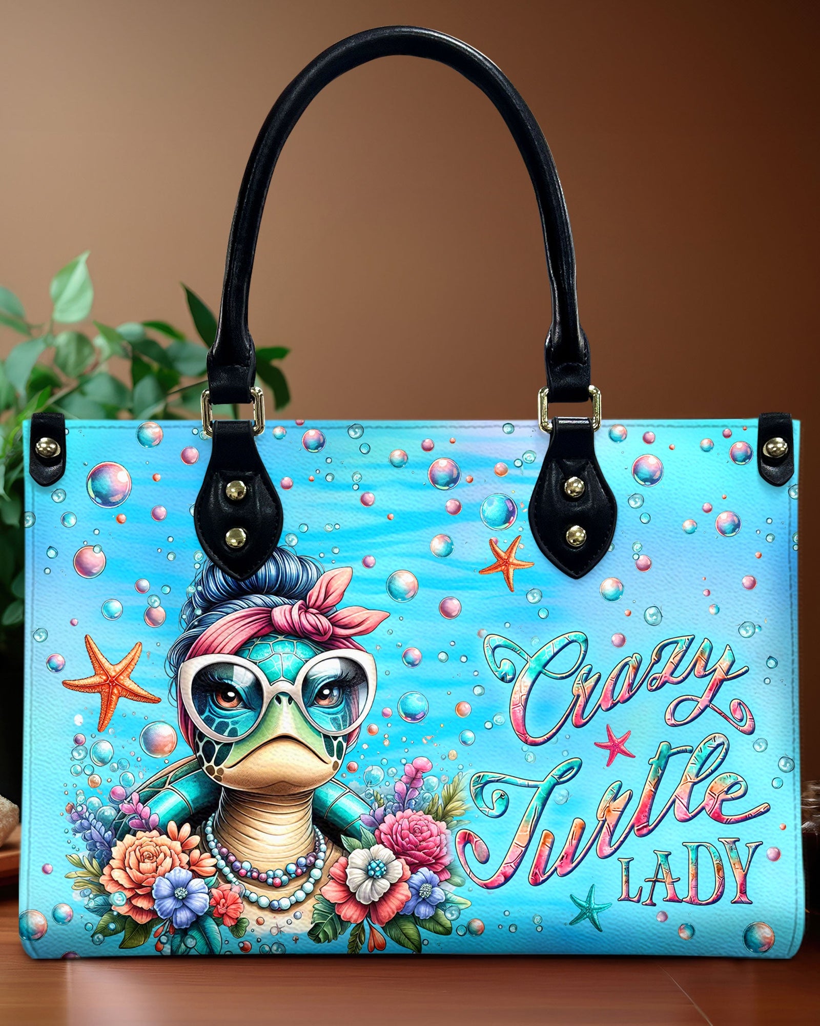 BLISSCORNERS CRAZY TURTLE LADY LEATHER HANDBAG