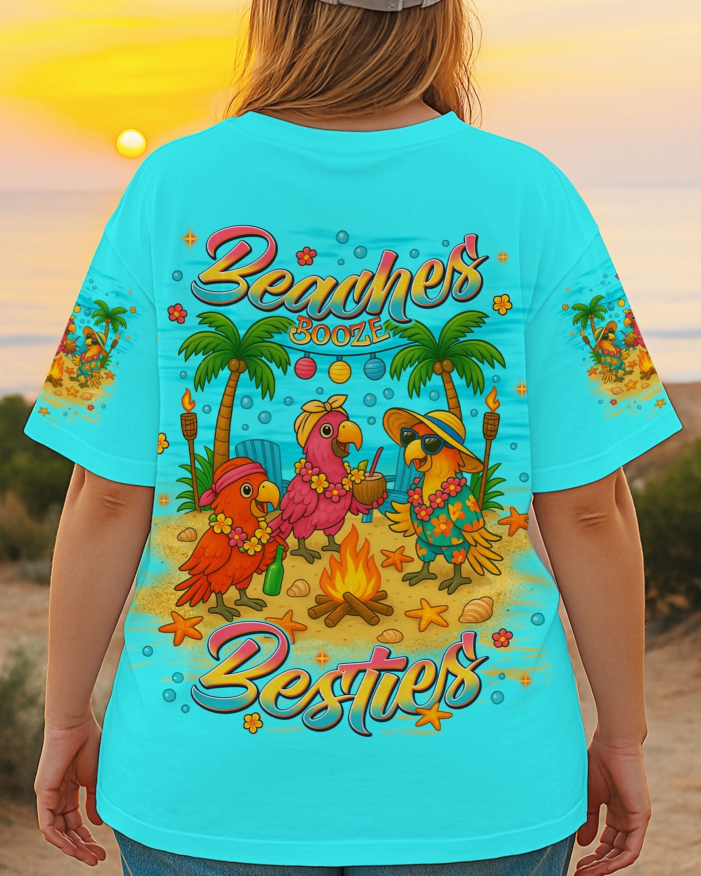 BLISSCORNERS BEACHES BOOZE BESTIES PARROT ALL OVER PRINT