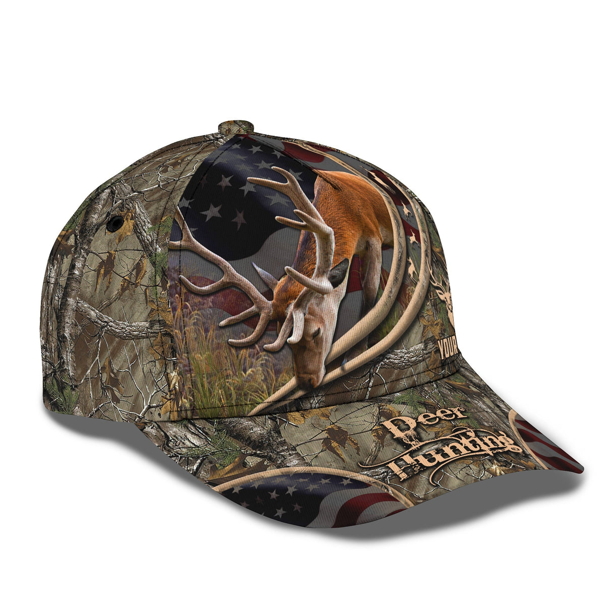 Blisscorners Deer Hunting American Personalized Cap