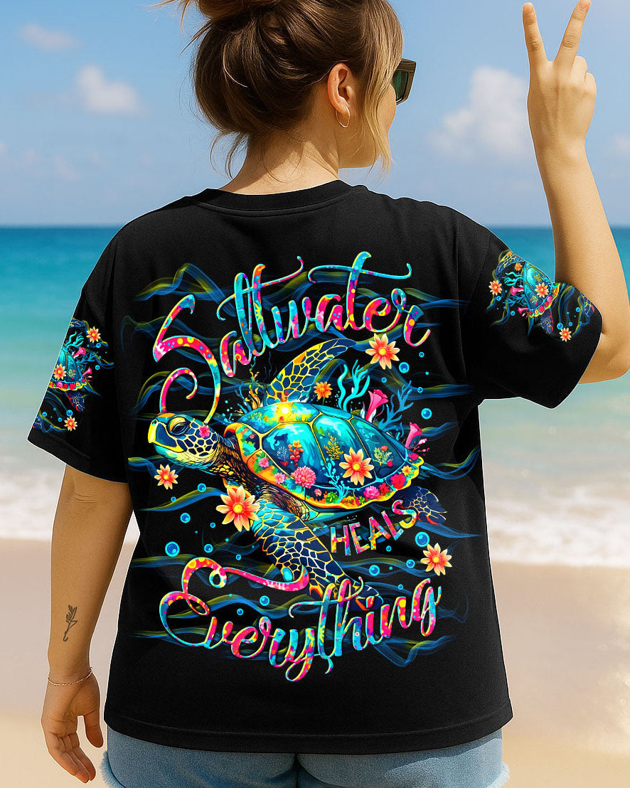 BLISSCORNERS SALTWATER HEALS EVERYTHING TURTLE ALL OVER PRINT