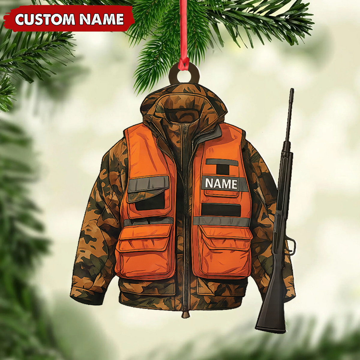 Blisscorners Personalized Hunter Ornament - Custom Camo Jacket Christmas Decoration for Men & Hunters LM0411