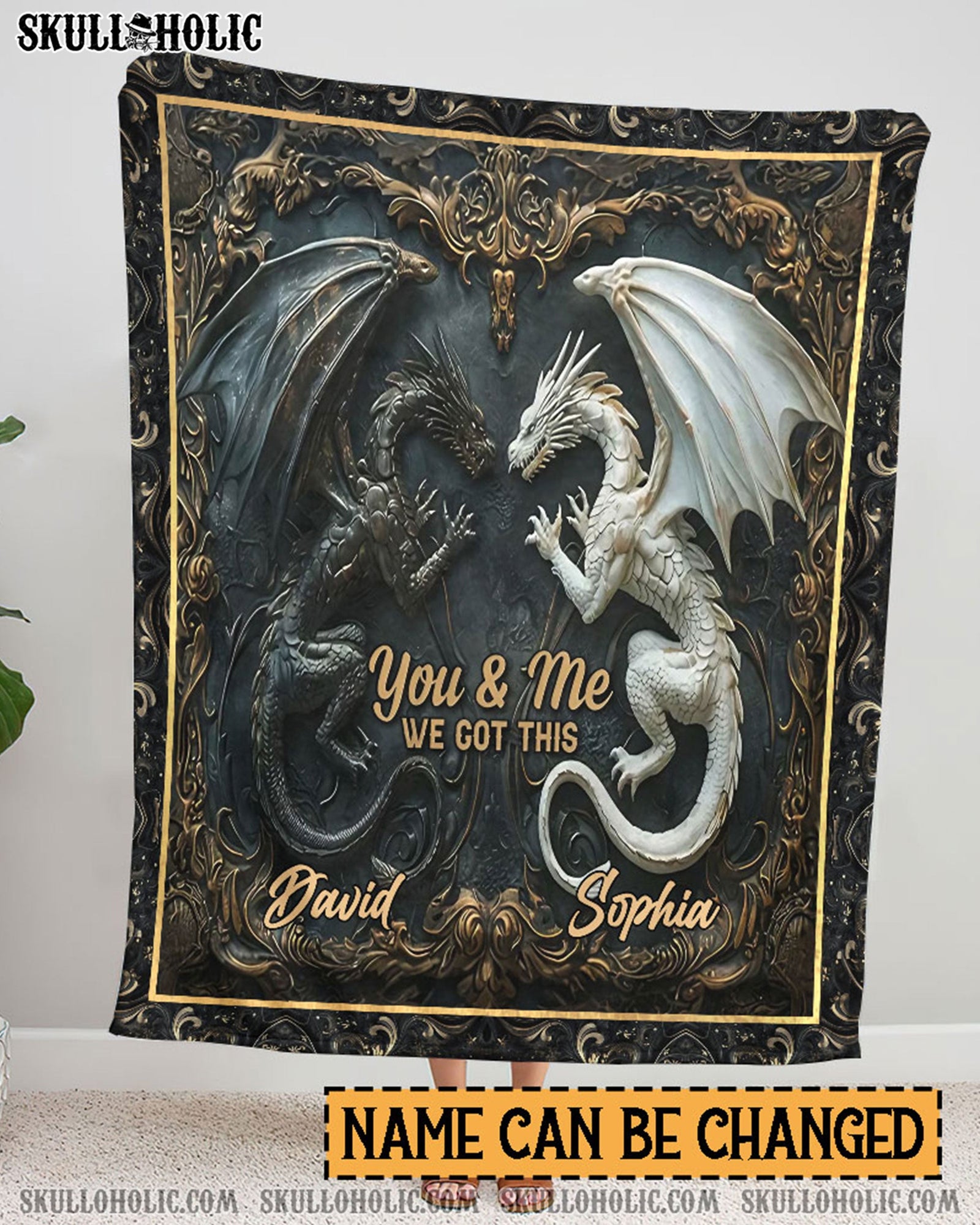 BLISSCORNERS PERSONALIZED YOU & ME WE GOT THIS DRAGON COUPLE FLEECE BLANKET