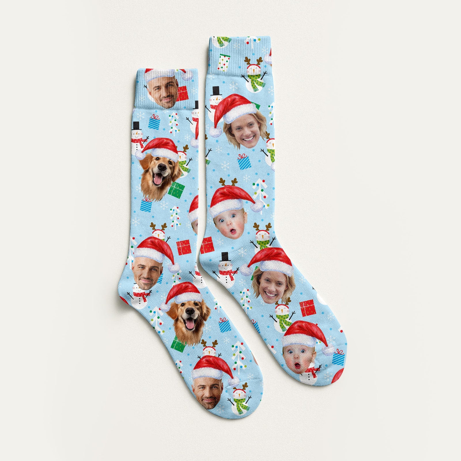 Blisscorners Custom Face Cute Snowman Pastel Blue Golf Socks, Christmas Golf Socks, Golf Gift IdeaLM2611