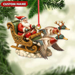 Blisscorners Personalized Santa Sleigh Duck Ornament, Custom Name Christmas Gift for Hunters LM0411