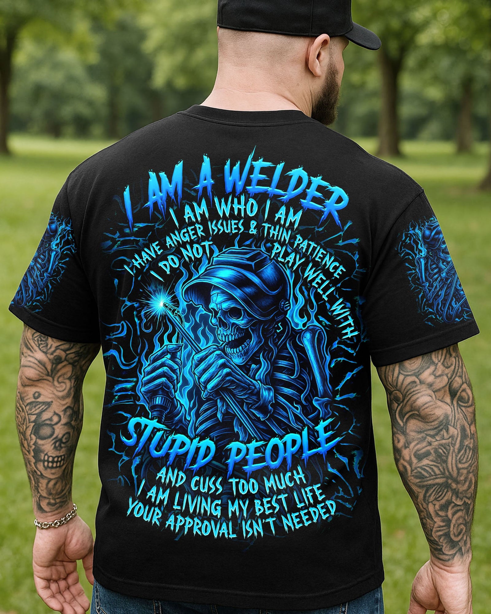 BLISSCORNERS RUN YOUR WELDER NOT YOUR MOUTH ALL OVER PRINT