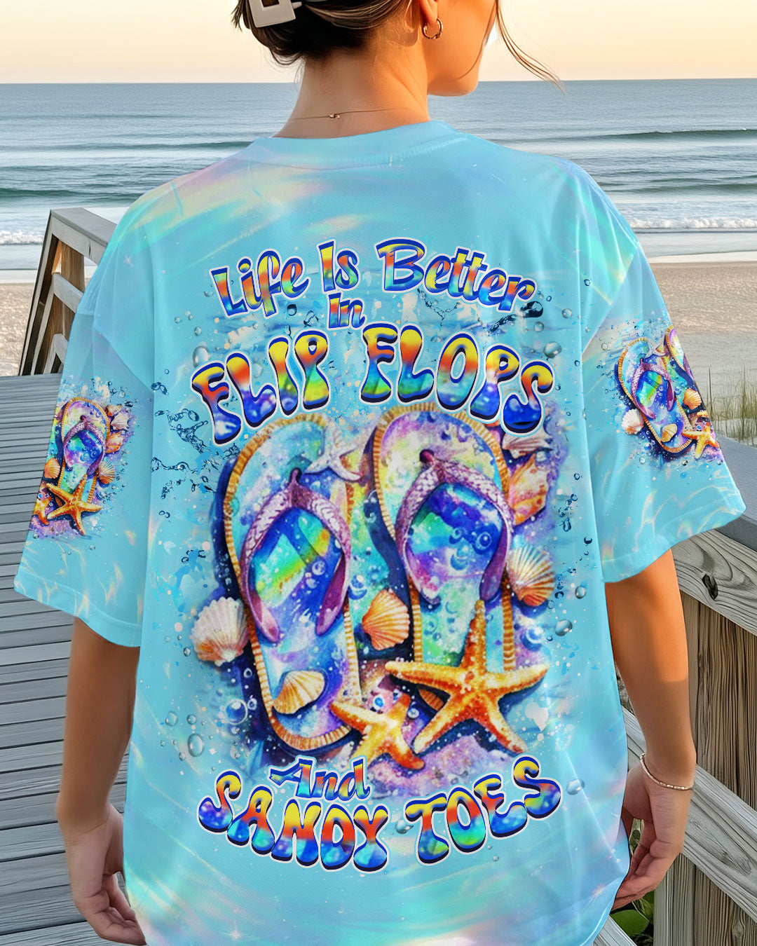 BLISSCORNERS LIFE IS BETTER IN FLIP-FLOPS AND SANDY TOES ALL OVER PRINT