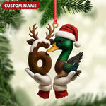 Blisscorners Personalized Trend 67 Duck Christmas Ornament, Custom Name Six Seven Reindeer 6 and Duck Design, Funny Meme Holiday Tree Decoration