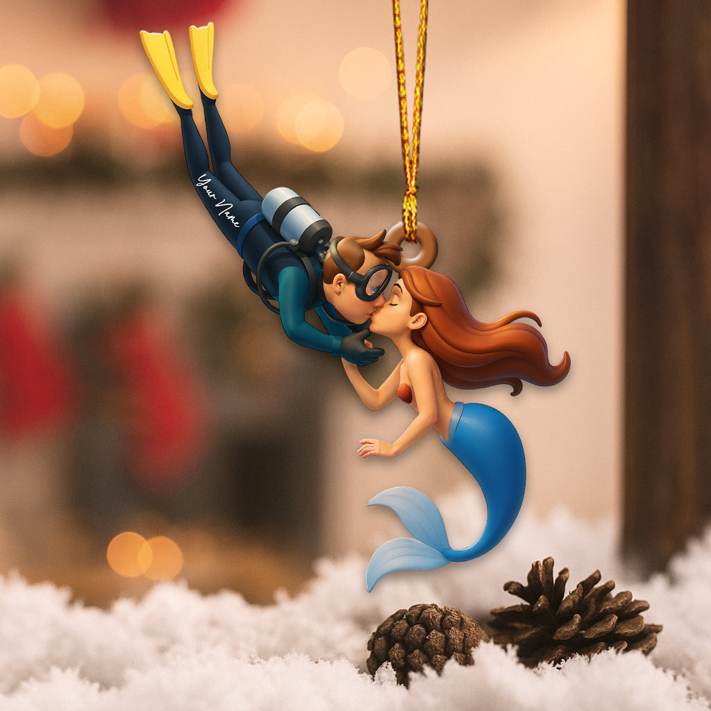 Blisscorners Diving Couple Home Decor, Christmas Ornament, Personalized Ornament2D Flat LM2111