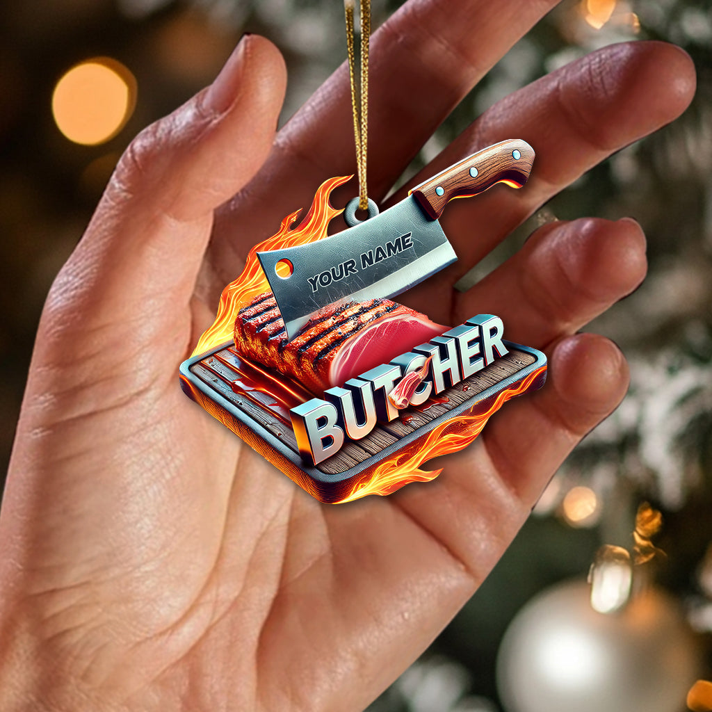 Blisscorners Custom Name Butcher Ornament, Christmas Gifts2D Flat LM2211