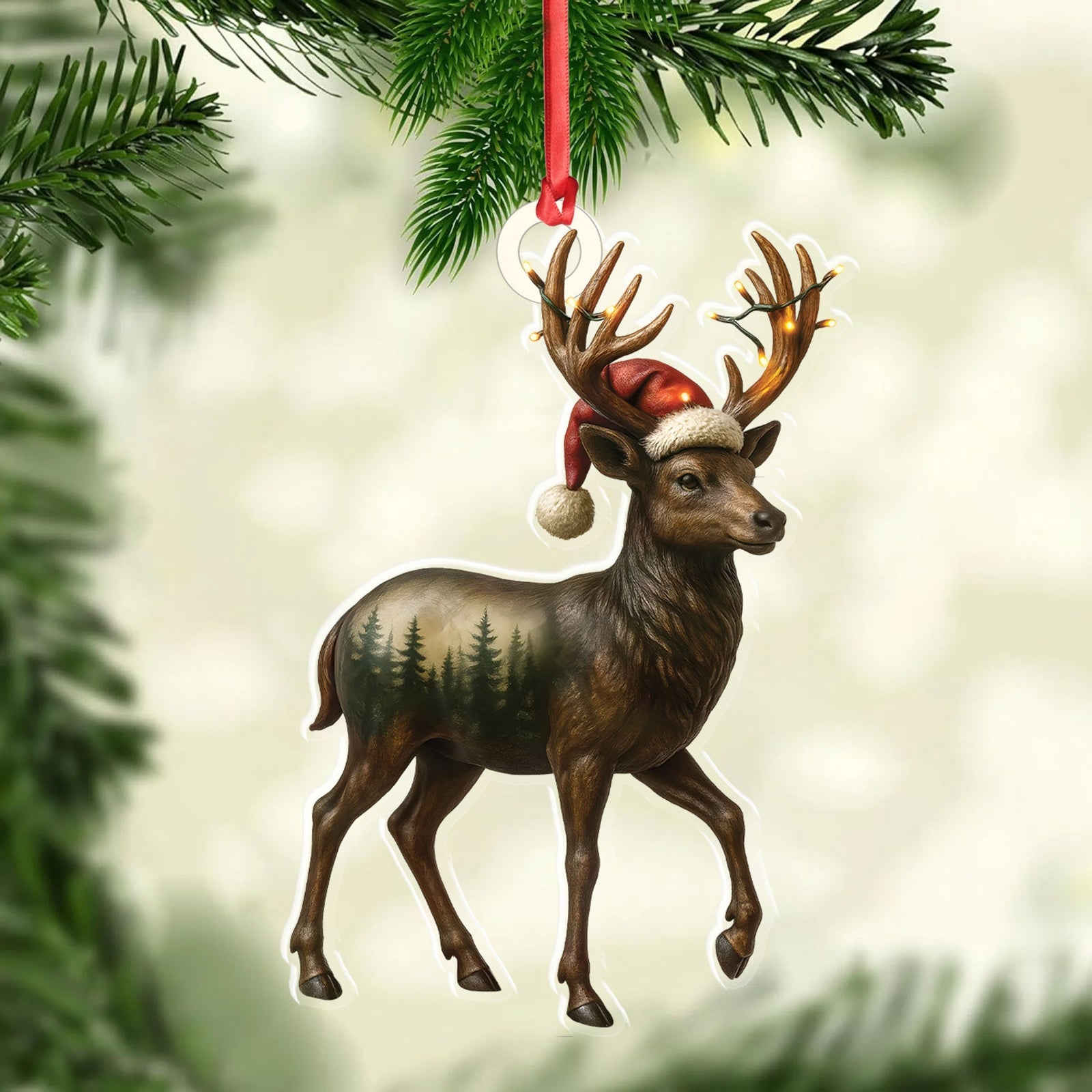 Blisscorners Rustic Deer Christmas Ornament, Woodland Reindeer Holiday Tree Decoration
LM0411