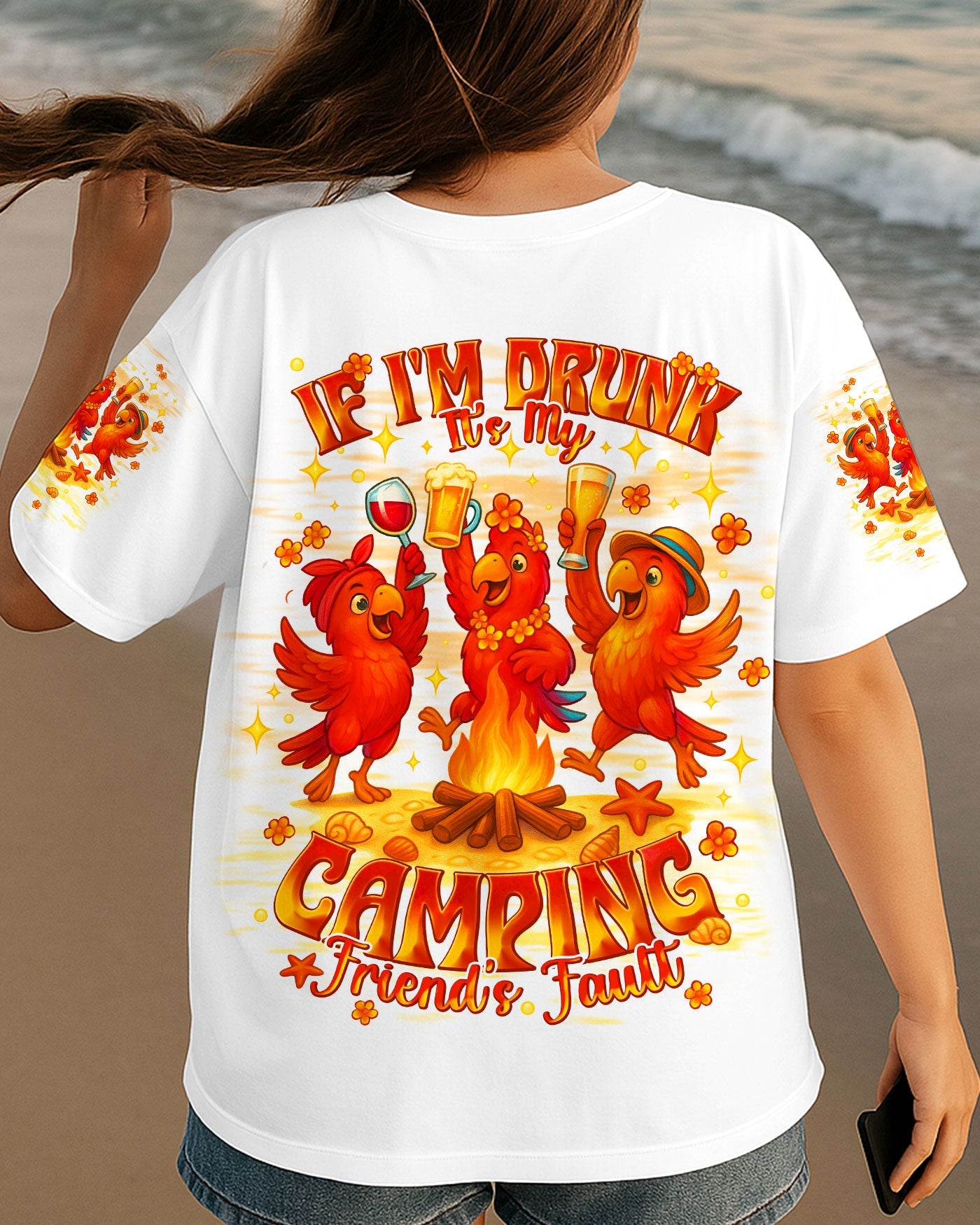 BLISSCORNERS IF I'M DRUNK IT'S MY CAMPING FRIEND'S FAULT PARROT ALL OVER PRINT