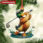 Blisscorners Personalized Acrylic Duck Golf Christmas Ornament - Custom Name Funny Hunter Gift for Golf Lovers LM0110