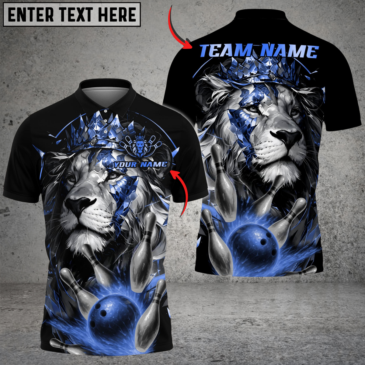 Blisscorners Bowling Lion King Multicolor Customized Name, Team Name 3D Shirts