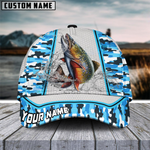 Blisscorners Trout Fishing Light Blue Camo Customized Name 3D Cap