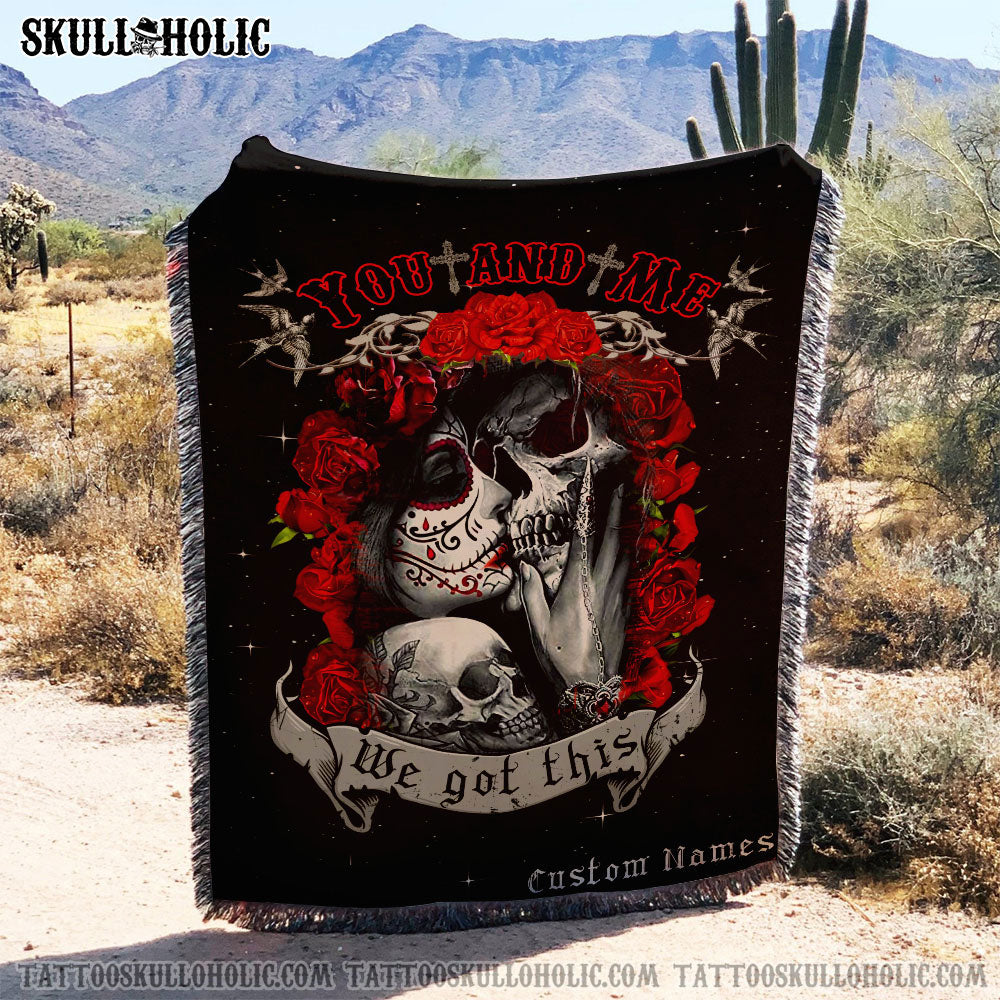 BLISSCORNERS PERSONALIZED YOU AND ME WOVEN & FLEECE BLANKET