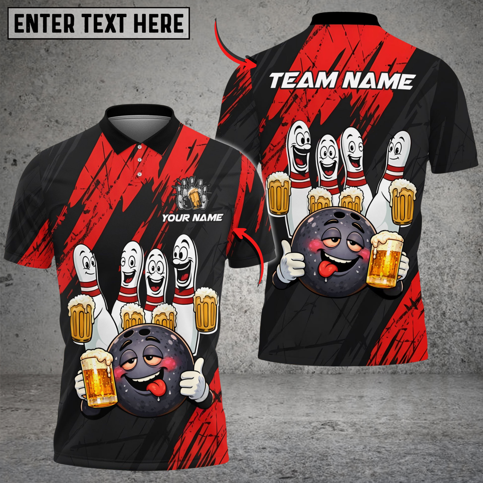 Blisscorners Bowling & Pins Funny Beer Drunk Gang Customized Name, Team Name 3D Shirt