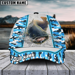 Blisscorners Catfish Fishing Light Blue Camo Customized Name 3D Cap