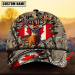Blisscorners Deer Hunting Canadian Flag Camouflage Pattern Multicolor Personalized Name 3D Cap