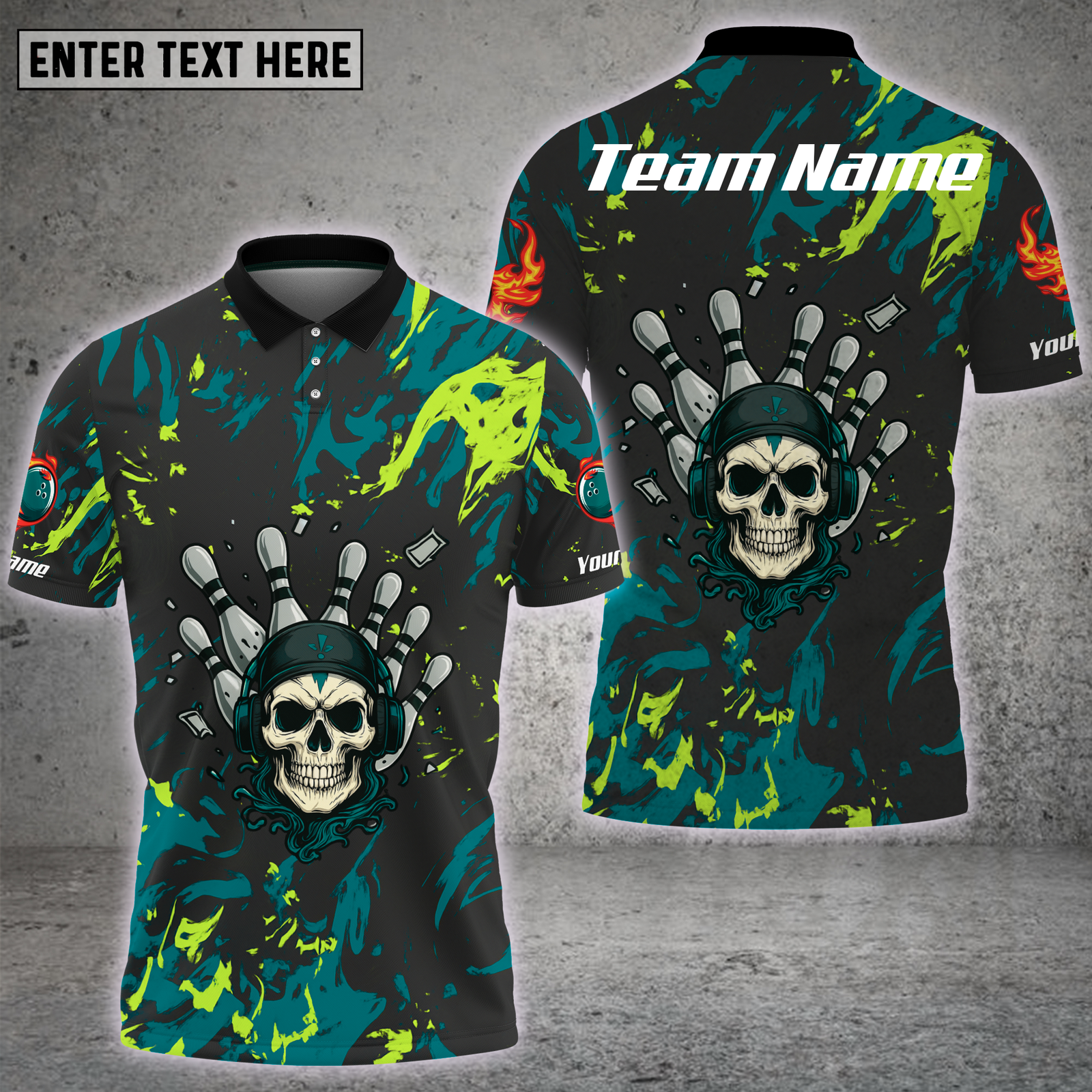 Blisscorners Skull Bowling Hand Neon Splash Multioptions Personalized Name, Team Name Unisex 3D Shirt (4 Colors)