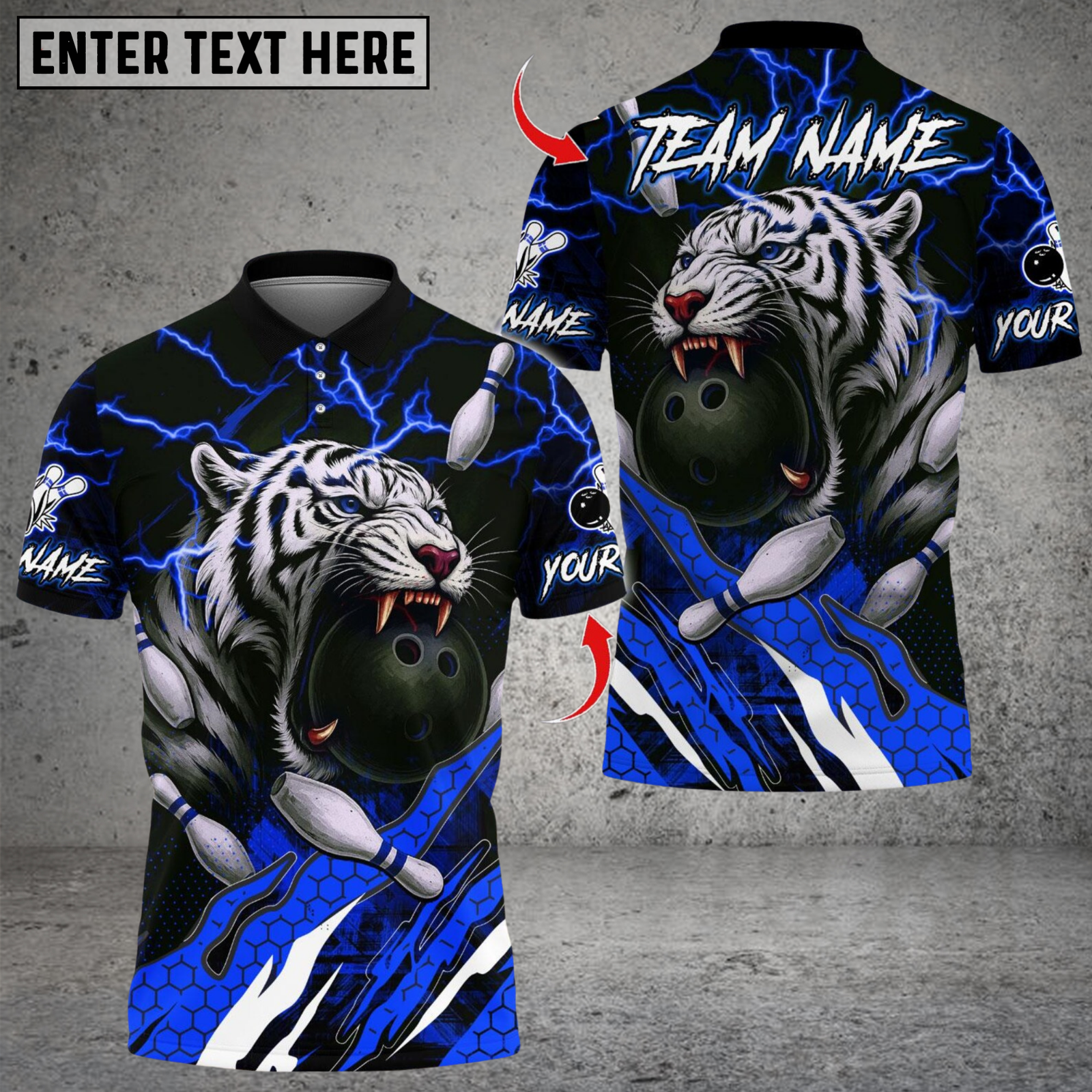 Blisscorners Bowling Tiger Lightning Multicolor Customized Name, Team Name 3D Shirts