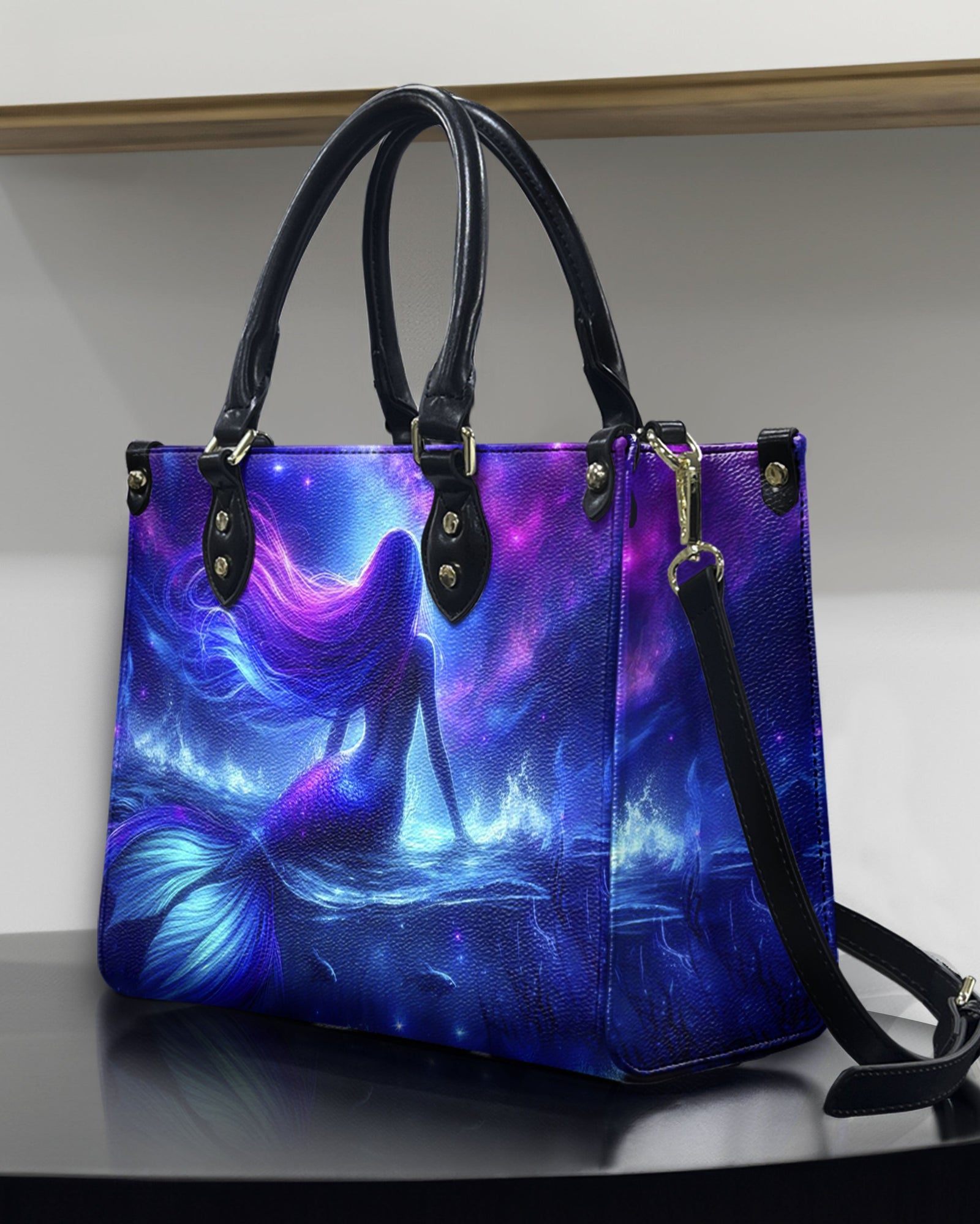 BLISSCORNERS GLOWING OCEAN MERMAID LEATHER HANDBAG