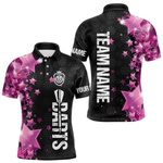 Blisscorners Pink And Black Custom Star Dart Shirts For Men, Glowing Dart Jerseys Funny Darts Team Shirts LM154