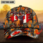 Blisscorners Deer Hunting Canadian Flag Camouflage Pattern Multicolor Personalized Name 3D Cap
