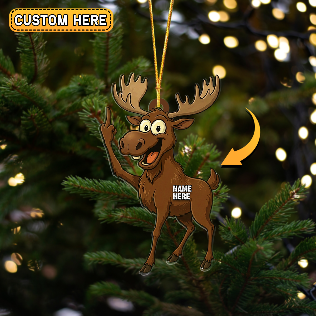 Blisscorners Personalized Funny Moose Attitude Hunting Acrylic Christmas Ornament And Keychain Custom Gift For Hunters 2D Flat