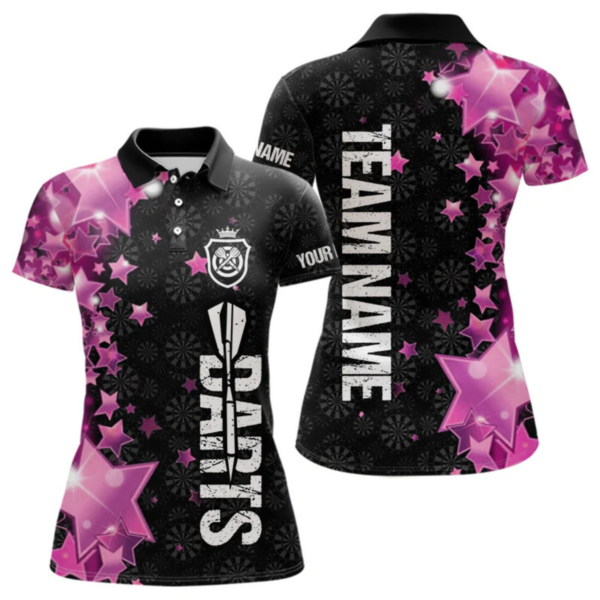 Blisscorners Pink And Black Custom Star Dart Shirts For Men, Glowing Dart Jerseys Funny Darts Team Shirts LM154