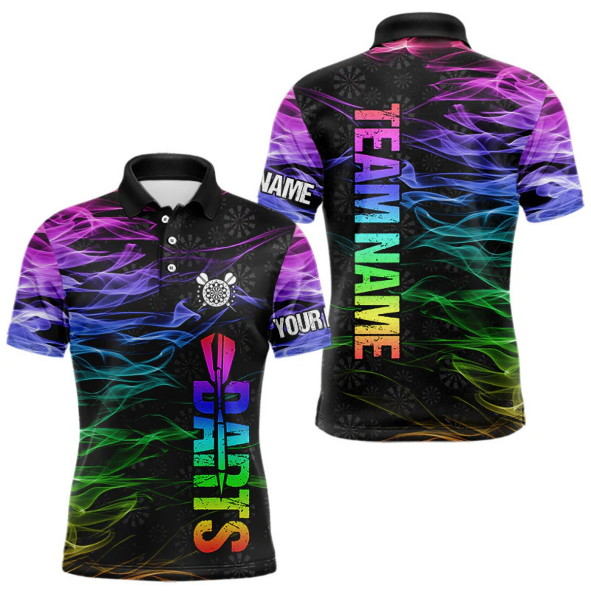 Blisscorners Custom Rainbow Flame Smoke Darts Shirts For Men, Dart Team Jersey LM154