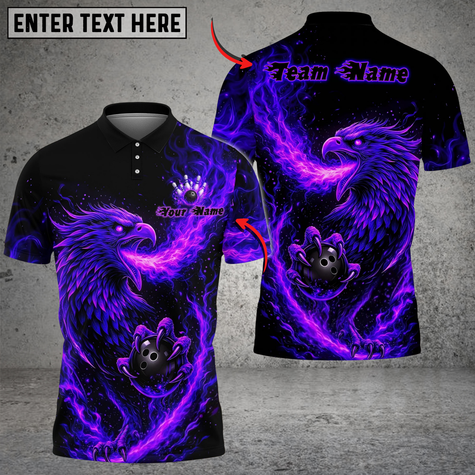 Blisscorners Bowling & Pins Flame Rising Phoenix Customized Name, Team Name 3D Shirt (4 Colors)