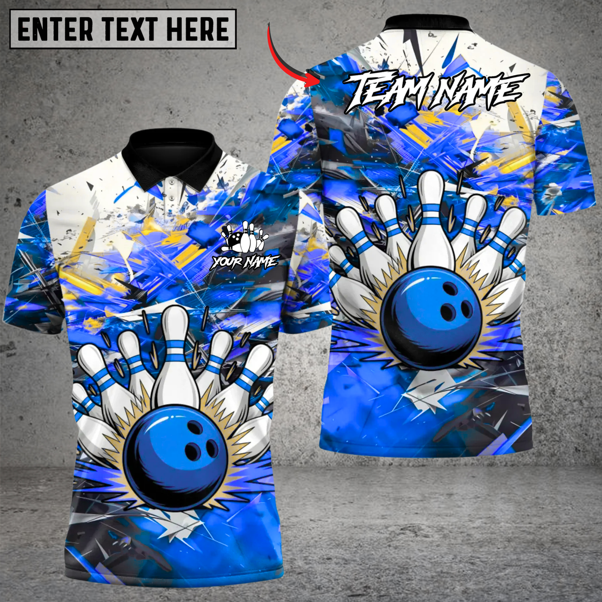 BlisscornersBowling Blast Multicolor Customized Name, Team Name 3D Shirts