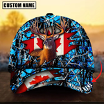 Blisscorners Deer Hunting Canadian Flag Camouflage Pattern Multicolor Personalized Name 3D Cap