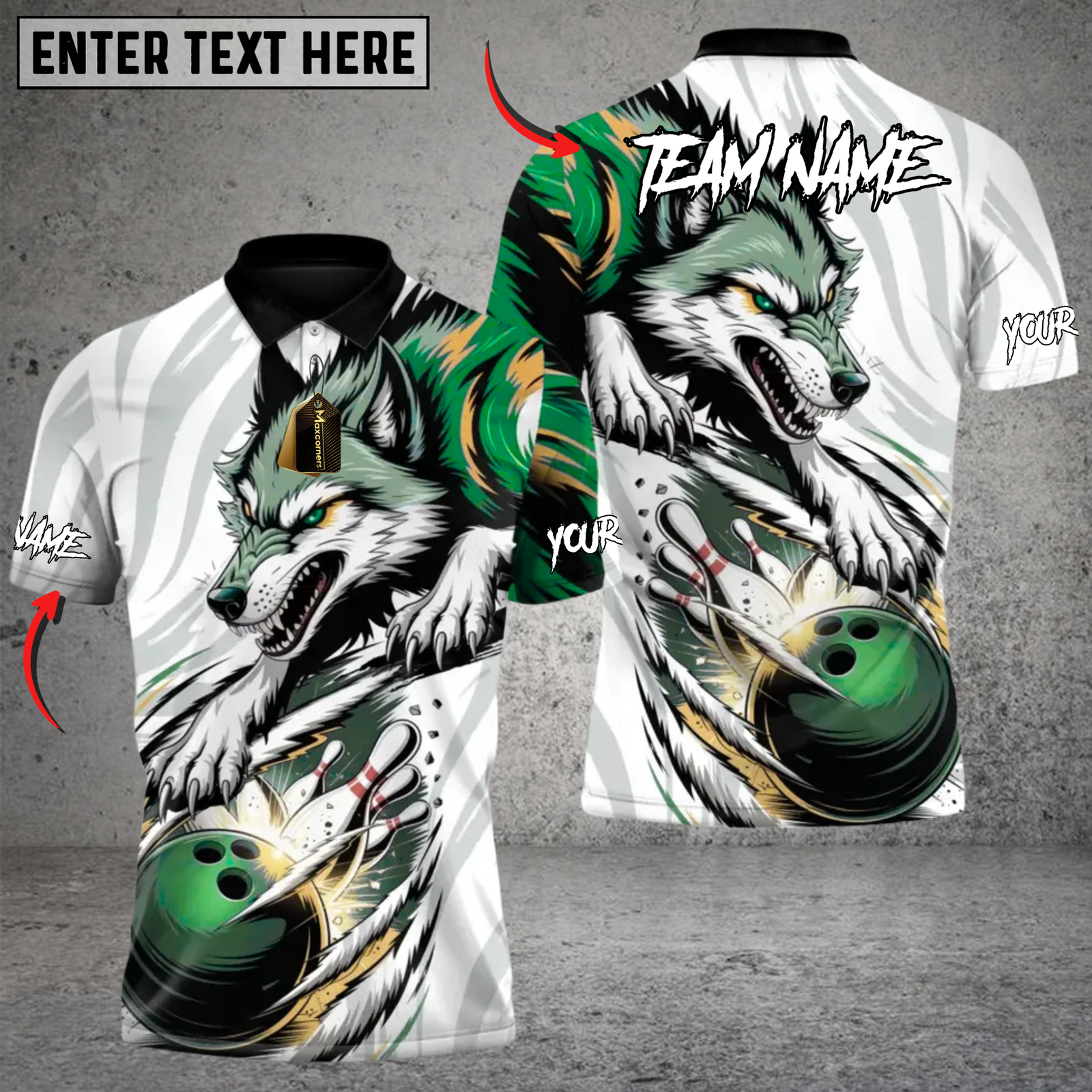 Blisscorners Alpha Wolf Bowlings Strike Multicolor Customized Name, Team Name 3D Shirts