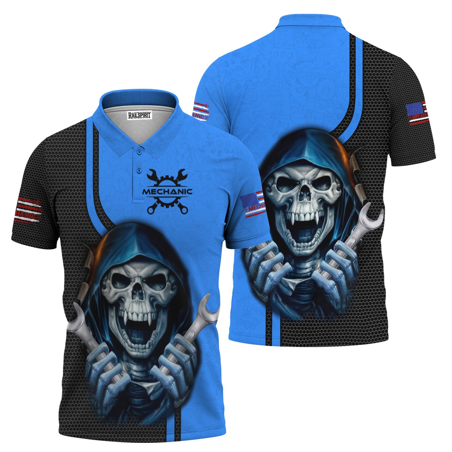Blisscorners Mechanic Skull Shirt with Wrenches, Cool Automotive Apparel for Car Lovers, Gift for Mechanics & DIY Enthusiasts