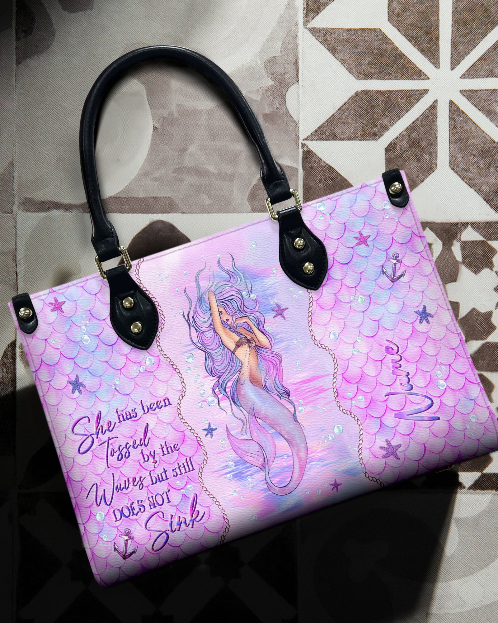 BLISSCORNERS SHE HAS BEEN TOSSED BY THE WAVES MERMAID LEATHER HANDBAG