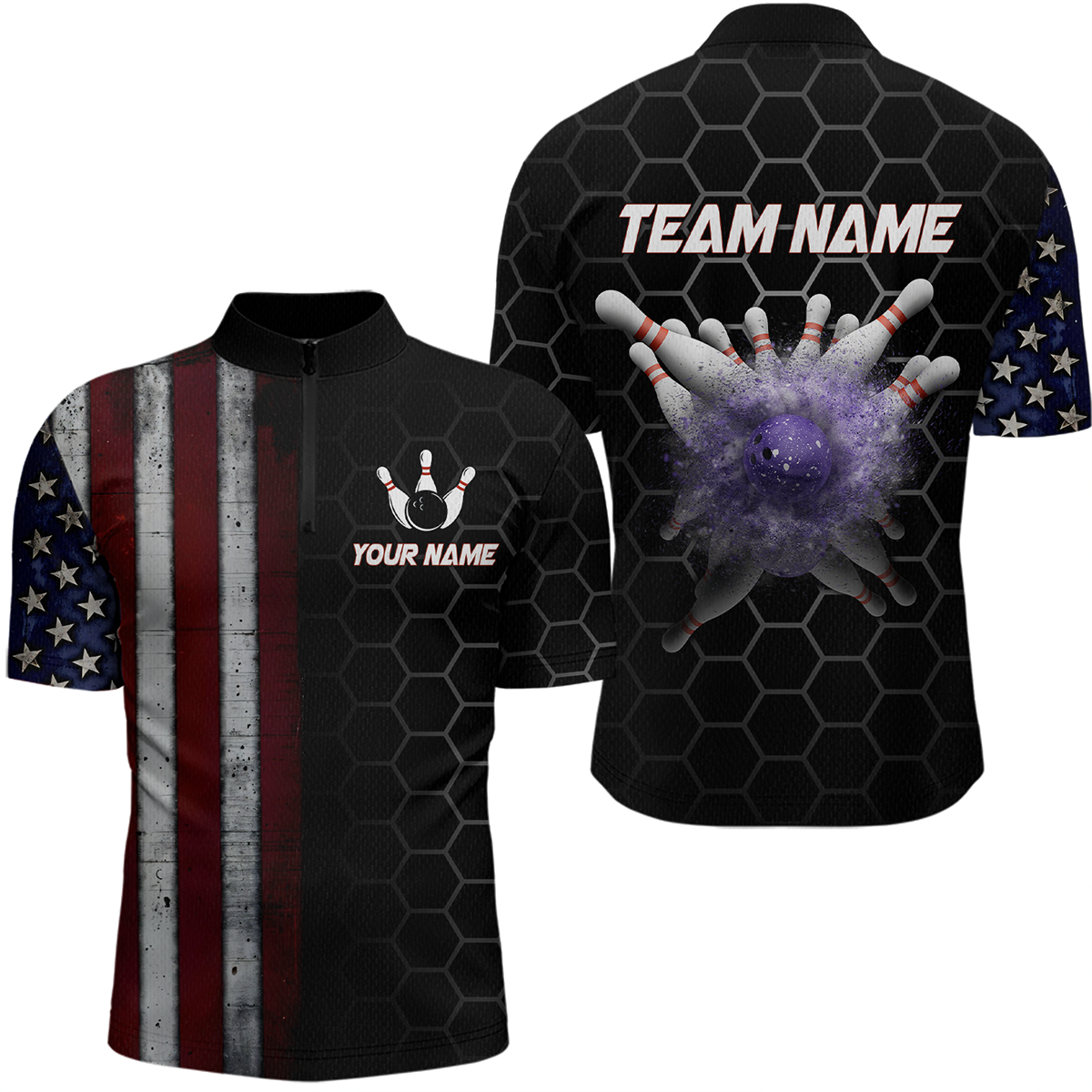 Blisscorners Custom American Bowling Polo Shirt Patriotic Bowling Jersey for Men Women