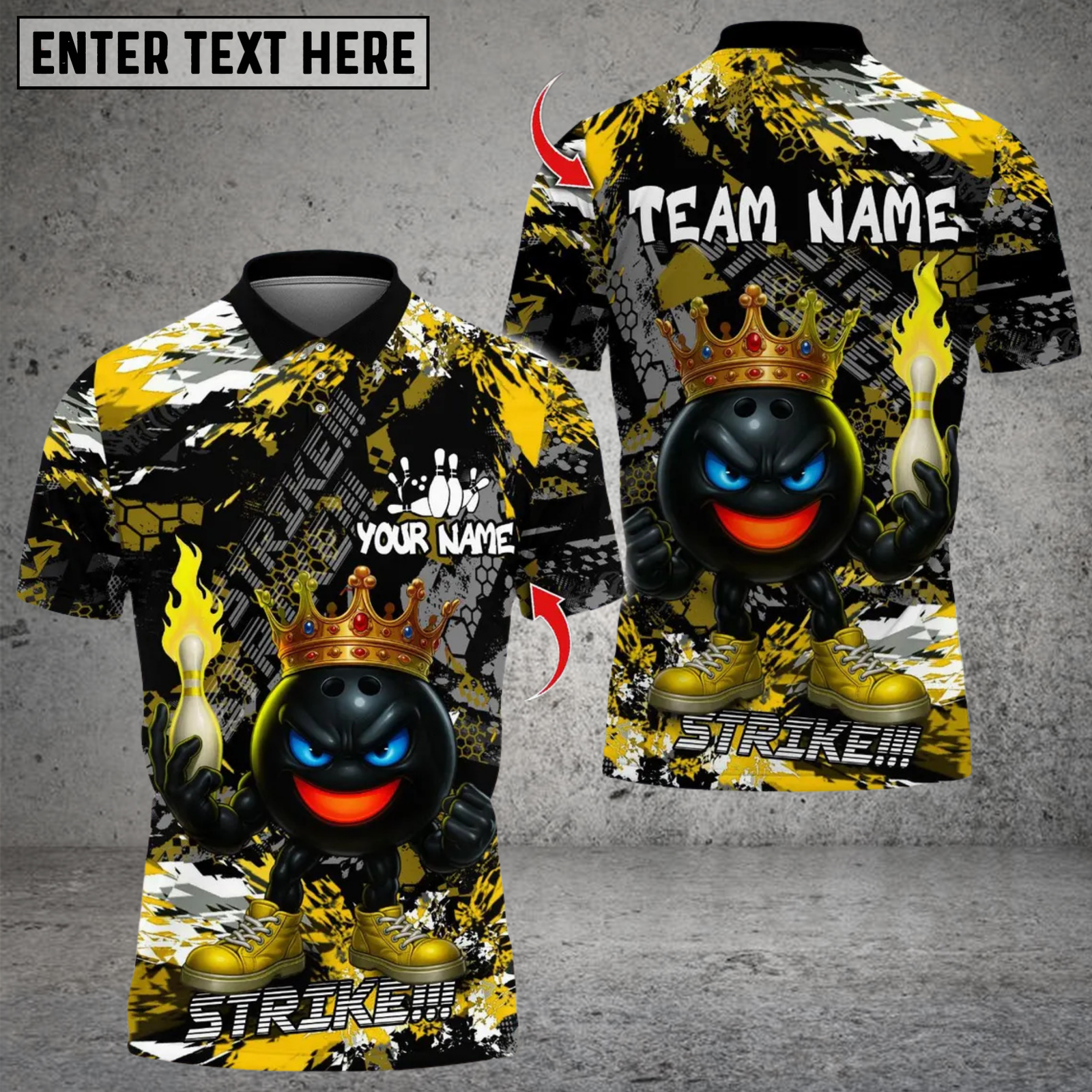 Blisscorners Bowling Fury Strike Funny King Ball Multicolor Customized Name, Team Name 3D Shirts